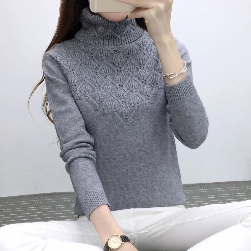

2019 Ohclothing Sweaters And Pullovers For Women Autumn Winter Solid Turtleneck Knitwear Female Casual Elastic Loose Coat Femme