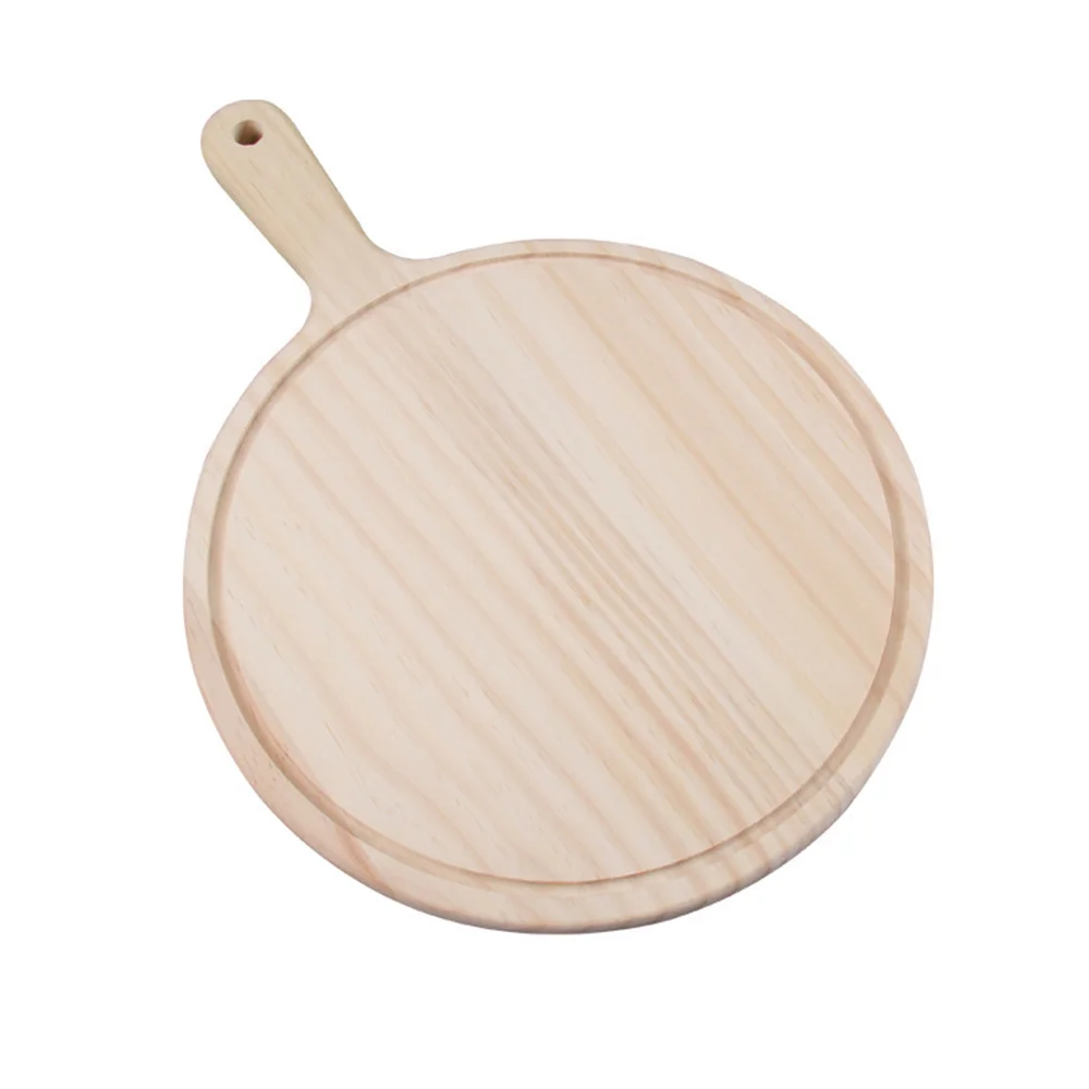 

Wooden Round Pizza Board with Hand Pizza Baking Tray Baking Stone Cutting Board Pizza Stone Cake Bakeware