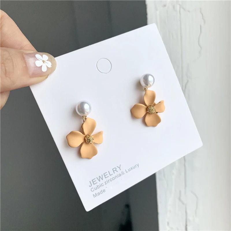 Простые матовые цветочные серьги ярких цветов модные жемчужные для женщин