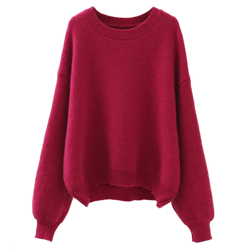 

Fashion Knitted Women Sweater Pullovers O-neck Lantern Sleeved Loose Casual Female Pulls Outwear Tops