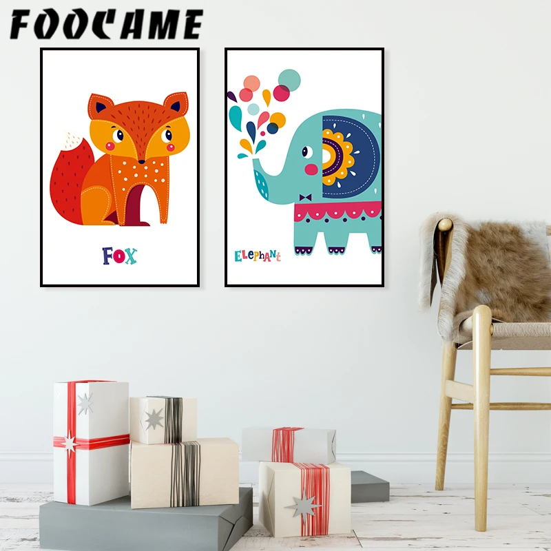 Лиса слон мультфильм животное Скандинавское украшение для детской комнаты
