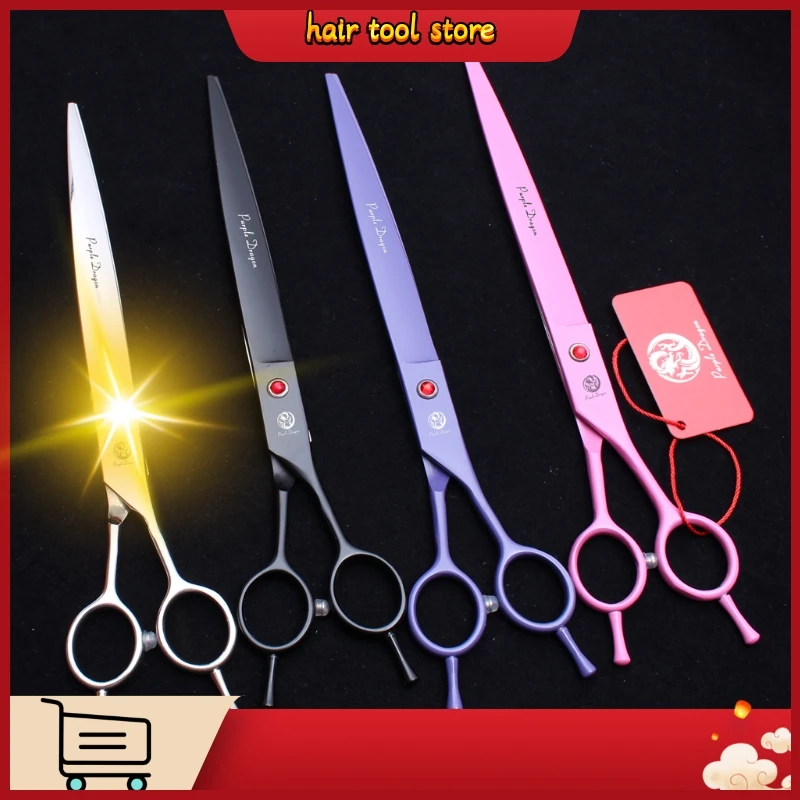 9" 24cm Japan 440C Purple Dragon Clippers for dogs Big Size Scissors Straight Cutting Shears Pro Pets Hair Shears Add Bag Z4005