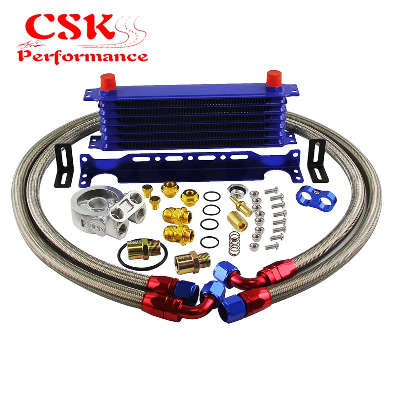 7 ряд машинное гоночный доверия масляный радиатор w/термостат фильтр адаптер