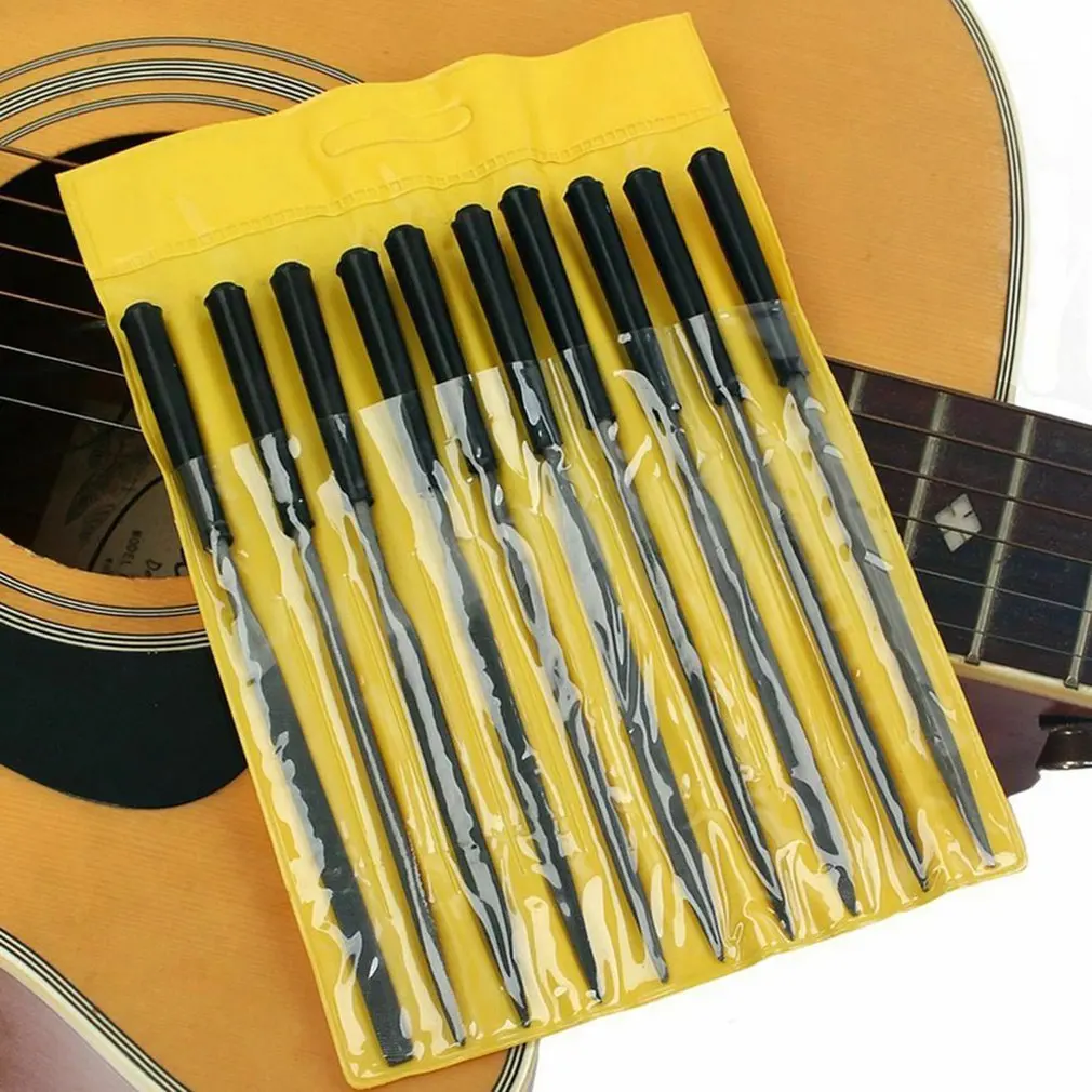

10pcs/set Guitar Tool Kit Repair Maintenance Tool Chain Organizer String Action Ruler Gauge Measuring Tool Hex Wrench File End