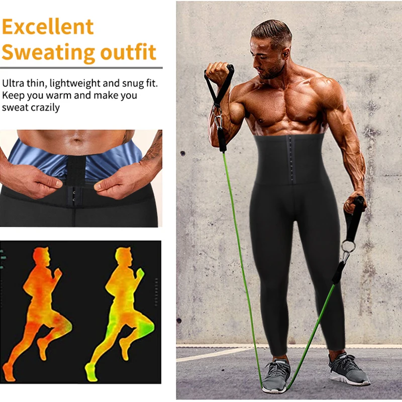 Men Slimming Body Shaper Sauna Sweat High Waist Pants Compression Shapewear Waist Trainer Corset Fitness Workout Waist Cincher