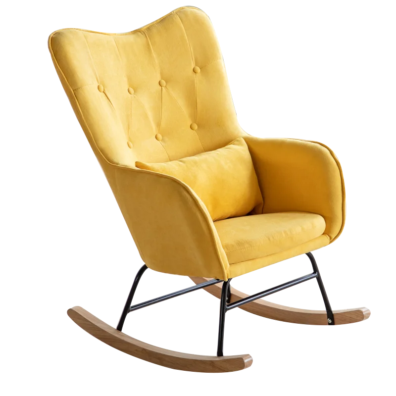 Скандинавское однотонное деревянное кресло качалка семейное для сна