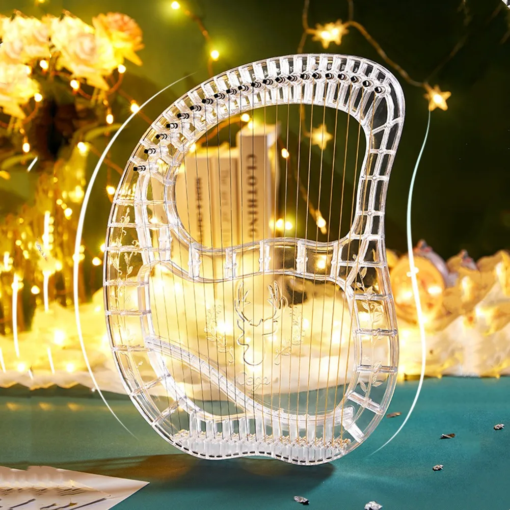 

21 струна прозрачная Lyre Harp с медиаторами для настройки гаечного ключа запасная струна сумка для переноски пианино Harp музыкальный инструмент...