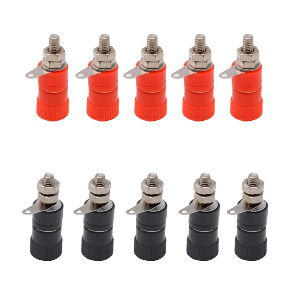 

10PCS 4mm Banana Socket Nickel Plated Binding Post Nut Banana Plug Jack Connector Red Black