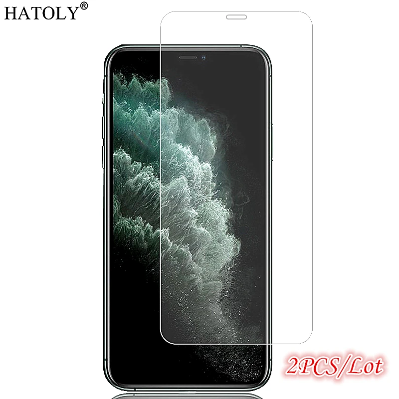 Protector de pantalla de vidrio templado para iPhone 11, pel&iacute;cula protectora de tel&eacute;fono con pegamento completo 9H HD, 2 uds.-0