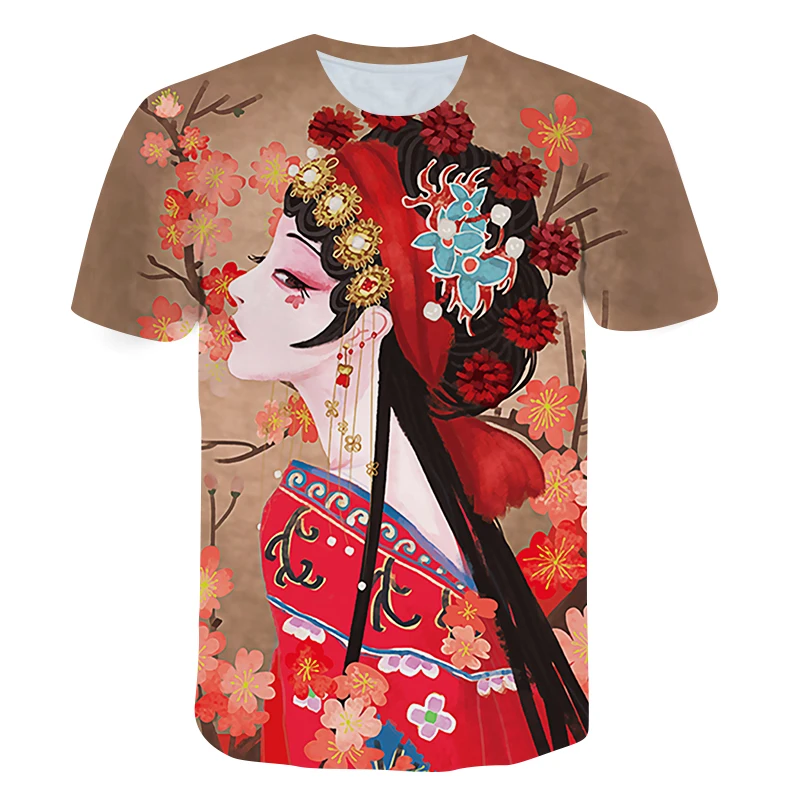 

Hot selling Chinese style men and women adult children T-shirt 3D printing retro Peking Opera element shirt comfortable T-shirt