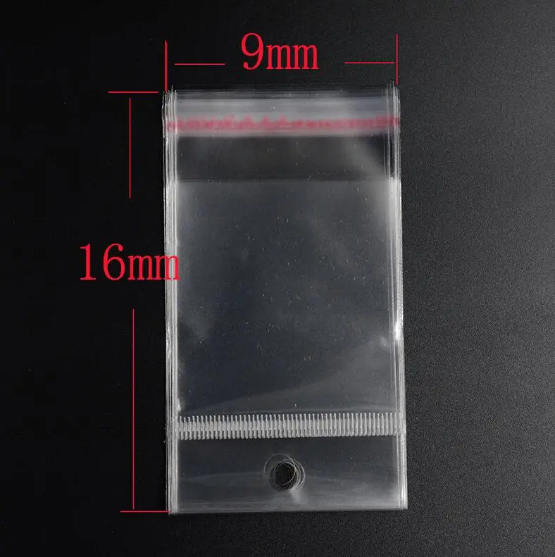 Мешки 9 см * 16 Висячие отверстия Прозрачная Самоклеющаяся печать пластиковые