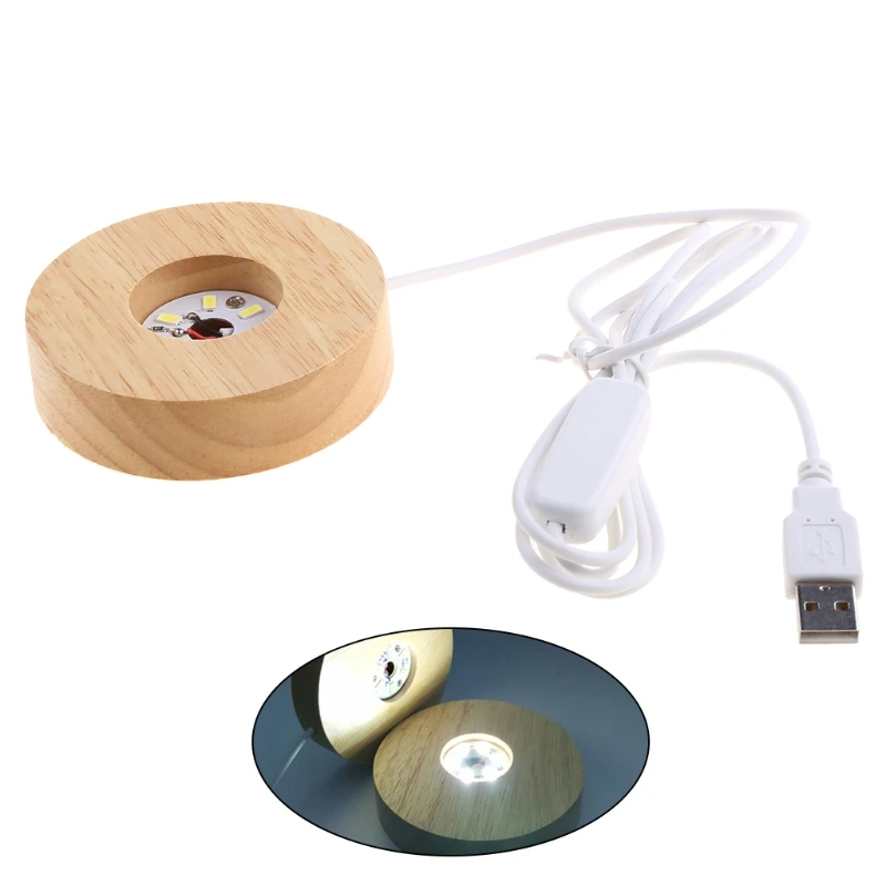 

Wooden 3D Night Light Round Base Holder LED Display Stand for Crystals Glass Ball Illumination Lighting Accessories