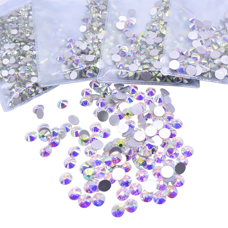

SS3-SS40 Glitter Rhinestones Crystal Clear AB Non Hot Fix Sewing&Fabric Garment Rhinestone Nail Art Glass Stone Decorations Gems