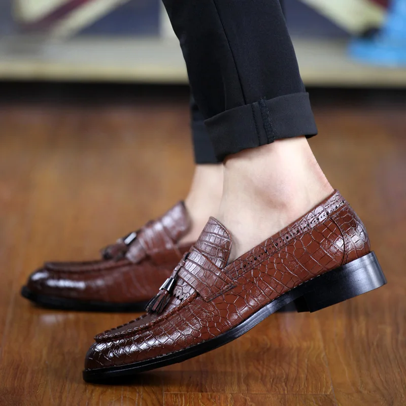 Мужские классические деловые туфли туфли-оксфорды с крокодиловым узором без