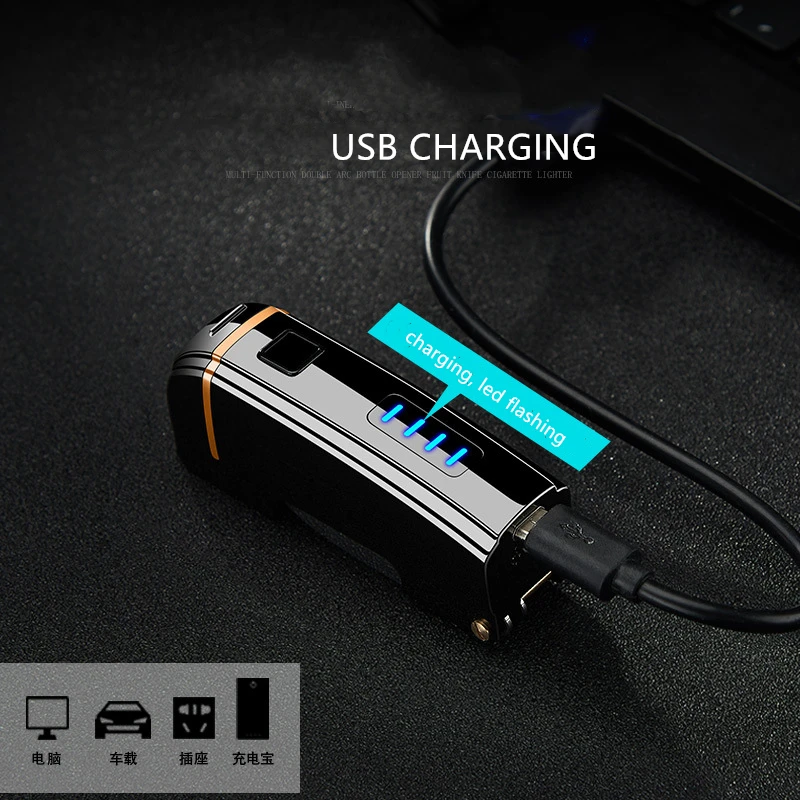 Двойная плазменная дуговая зажигалка с защитой от ветра зарядка USB для курения на