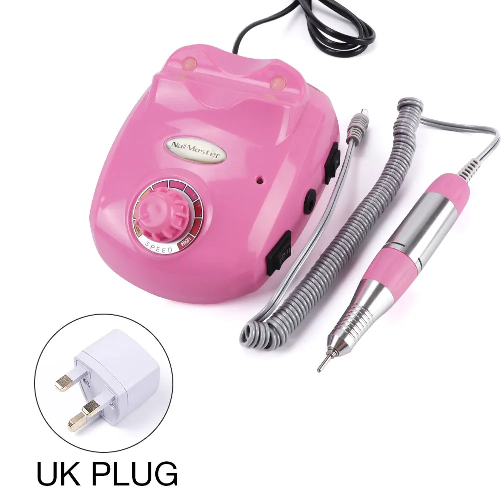 pink Uk Plug Pro 30000 об/мин 30 Вт электрическая пилка для маникюра, оборудование для педикюра, маникюрный станок, набор сверл для ногтей, резак для геля для ногтей - Цвет: pink Uk Plug