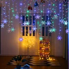 Рождественская светодиодный ная гирлянсветильник со снежинками, s мигасветильник гирлянда, s-занавеска, водонепроницаемая Волшебная гирлянда для праздника, вечеринки, соединяемая, 3,5 м