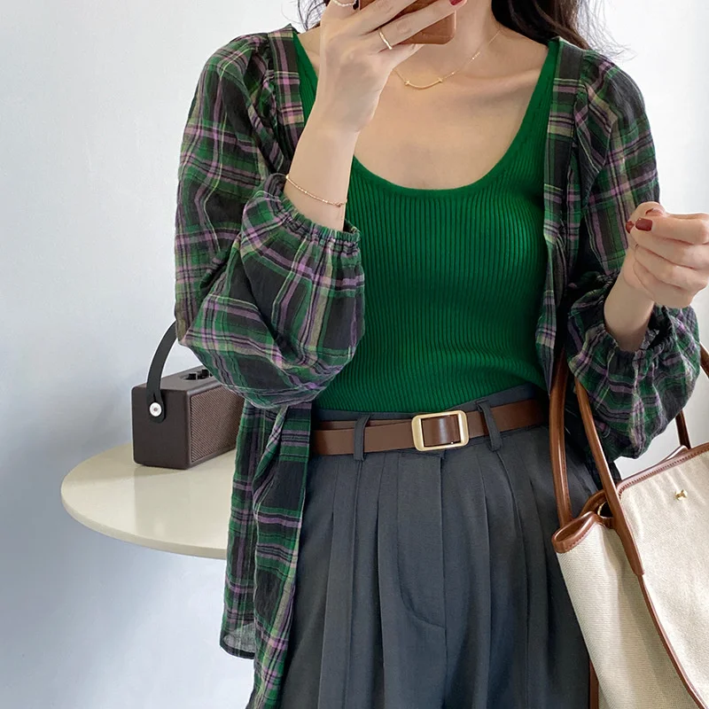 

Knitted Casual Harajuku Ribbed Tank Tops Female Sexy Lace Up Crop Vest Chic Off Shoulder Khaki White Summer Women Tops