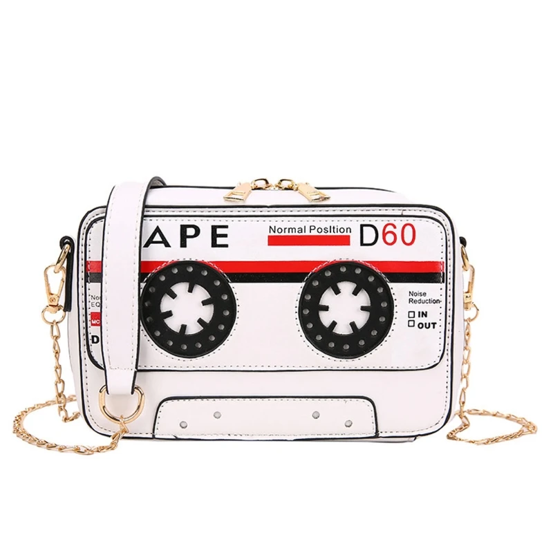 

Women Girl Tape Shaped Recorder PU Leather Handbag Chain Shoulder Messenger Crossbody Bag Satchel Tote Purse D0UD