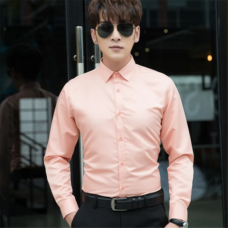 2020 Новая Осенняя рубашка с длинными рукавами Мужская черная белая серая тонкая