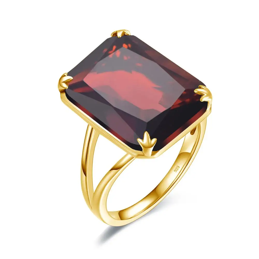

Real Silver 925 Ring For Women Gold Plated 925 Sterling Silver Jewelry Luxury Brand Trendy Red Garnet Rings Quality Gift Female