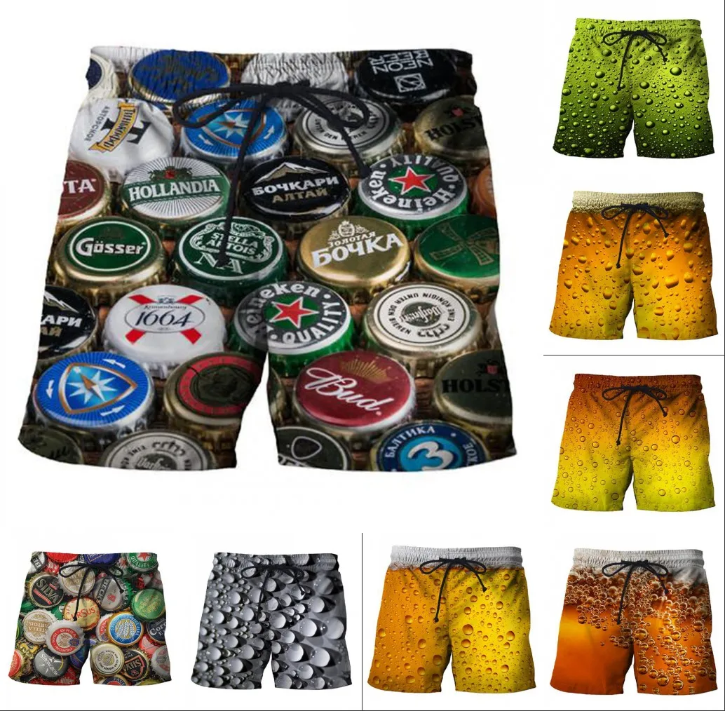 Мужские пляжные шорты с рисунком пива 3d-рисунком мужские/женские мужские брюки |