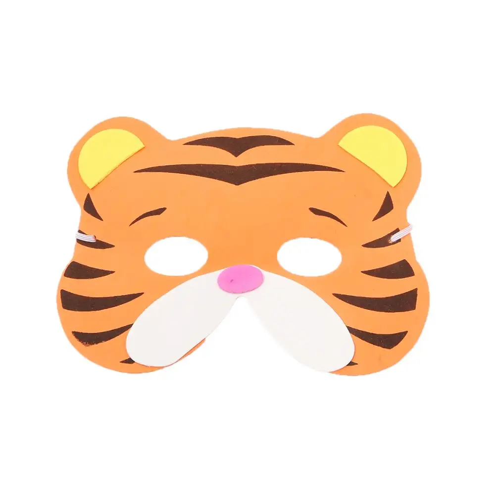 Yellow Tiger 12pcs Высокое качество, 12 шт./партия, новая мода, ручная работа, детская маска в форме животного для детской вечеринки, декоративная маска, разные цвета - Цвет: Yellow Tiger 12pcs