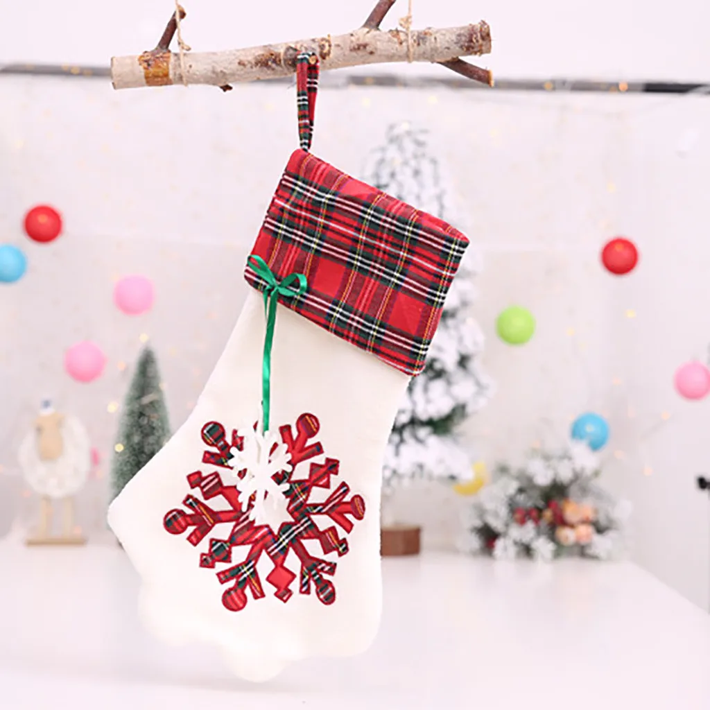Xmas Tree Ornament Socks Decoration Party Holiday Merry Christmas Dog Paw Pattern Decor Gift Pendant New Year Gif 2pcs L*5 | Дом и сад