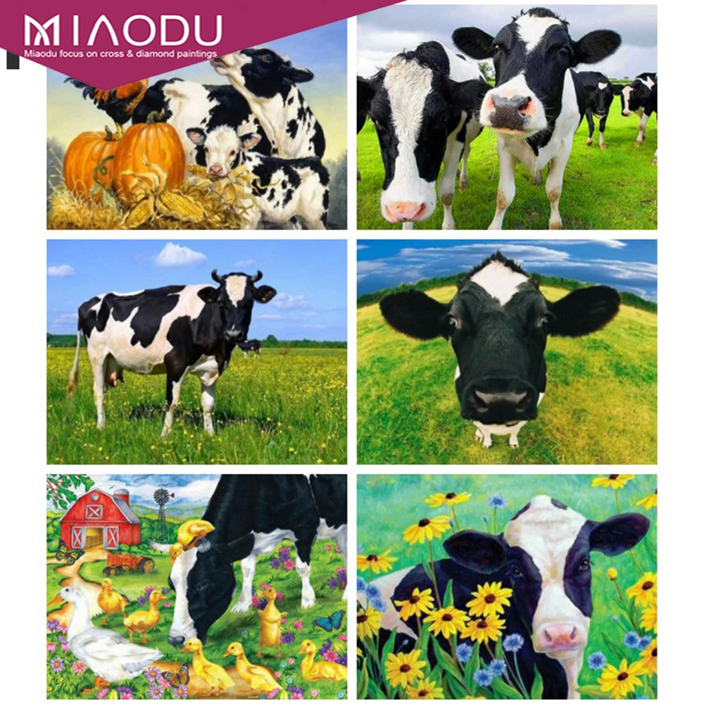 

Miaodu Cow Diamond Painting Full Drill Mosaic Animal Cross Stitch Embroidery Sunflower Home Decoration Diamond Art