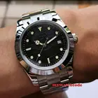 36 мм Bliger MIYOTA 8215 без логотипа черный Циферблат оранжевый светящиеся знаки Твердый чехол для окна даты сапфировое стекло автоматические мужские часы