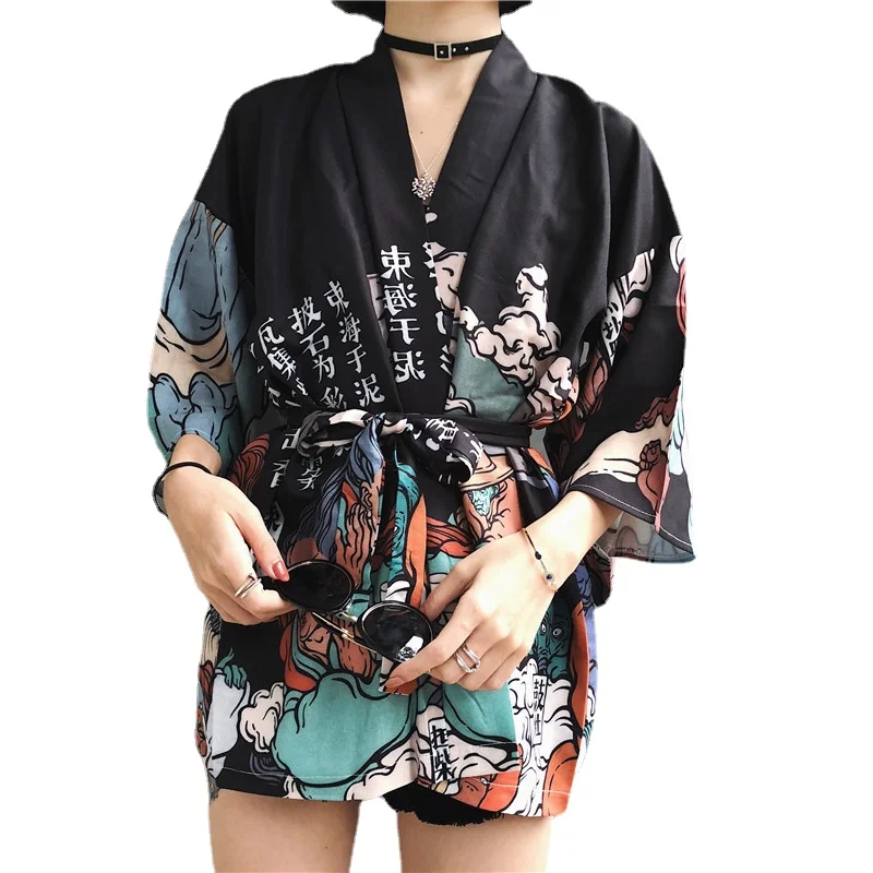 

Женское кимоно для косплея, винтажный кардиган-рубашка в японском стиле, юката, пляжная одежда, лето 2021