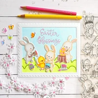 easter rabbit metal cutting dies and stamps diy scrapbooking stencil cut cutter card embossing silicone clear stamp and dies set