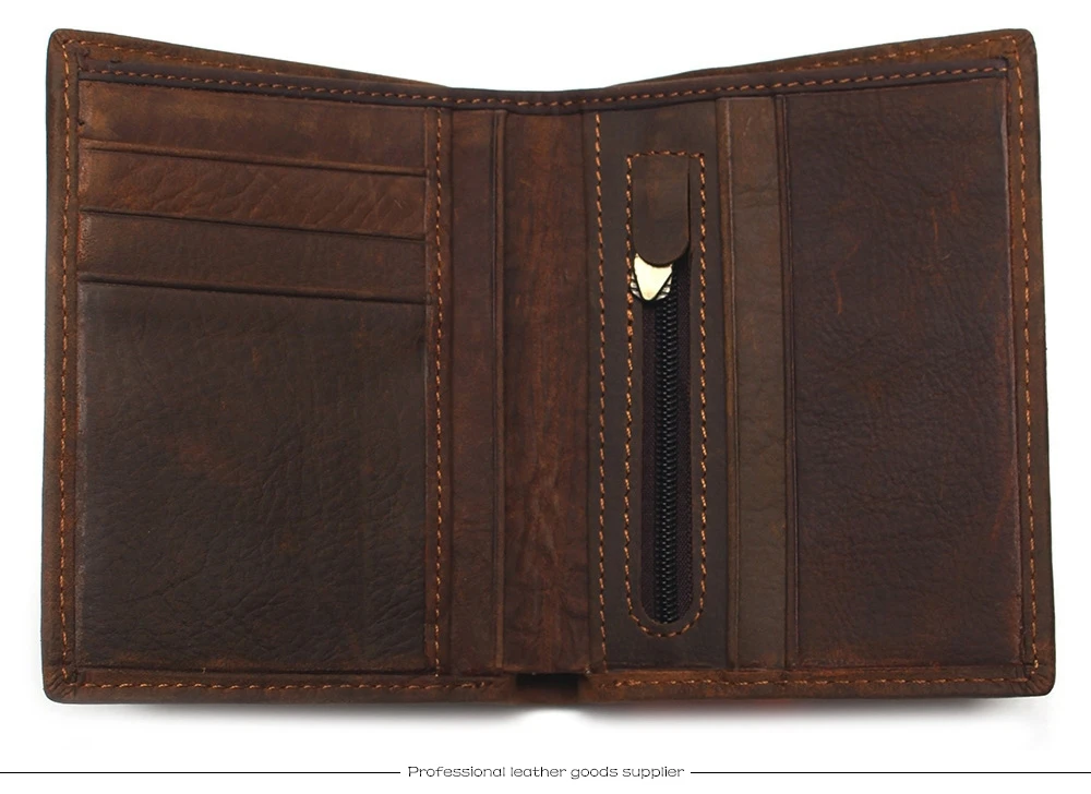 Crazy Horse Leather Men's Top Layer Leather Lattice Wallet Business Real Leather Luxury And Classical Design Mens Small Wallet