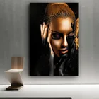 Черный золотой Африканский Женский портрет Масляные картины на холсте обнаженный художественный постер и печать скандинавские настенные картины украшение для дома