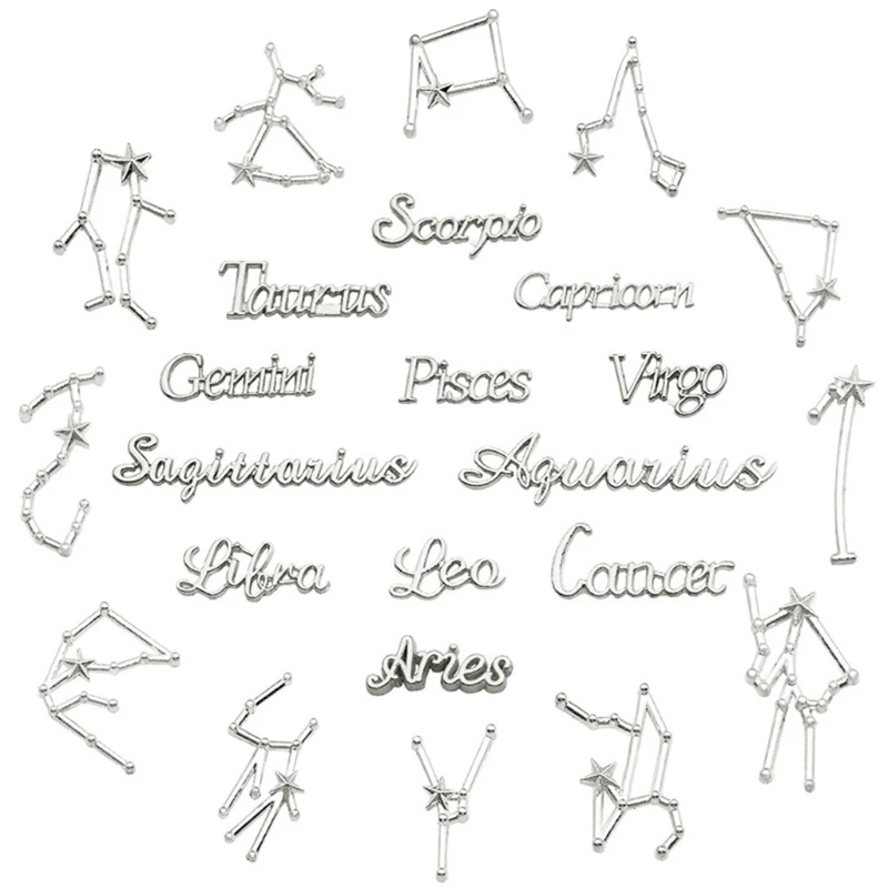 

48Pcs 12 Constellation Resin Metal Frame Fillings Materials Resin Mold Fillings LX9E