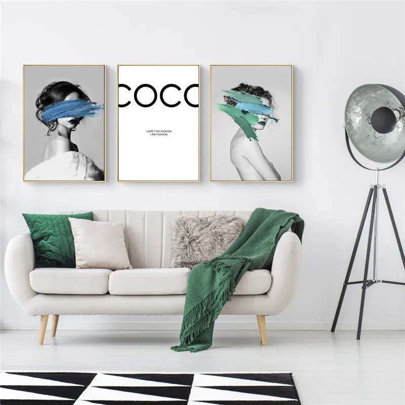 Современный плакат Картина на холсте Декор черная белая женщина Настенная