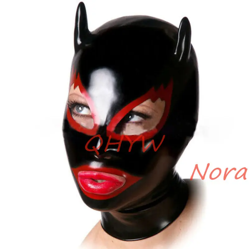 

Sexy Handmade Latex Face Mask Female Exotic Latex Full Breath Hoods Mask with Ears Cekc Lingerie Uniform Anime Cosplay Costume
