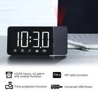 fanju led digital alarm clock watch table electronic desktop clocks usb wake up fm radio time projector snooze function 2 alarm