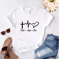 geloof hoop liefde brief eenvoudige witte vrouwen t shirt zomer nieuwe vouge hot verkoop harajuku kawaii tops tee hipster t shir