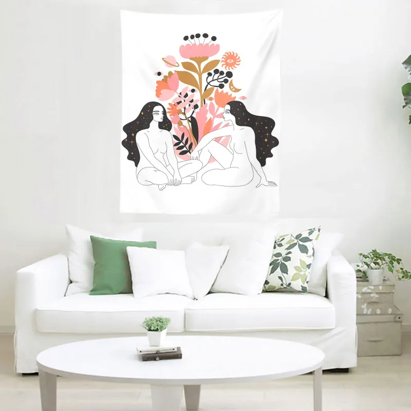 

FFO Indian Moon Phase Girl Mandala Tapestry Wall Hanging Boho Macrame Hippie Witchcraft Tapestries Blankets Farbic Yoga Mat