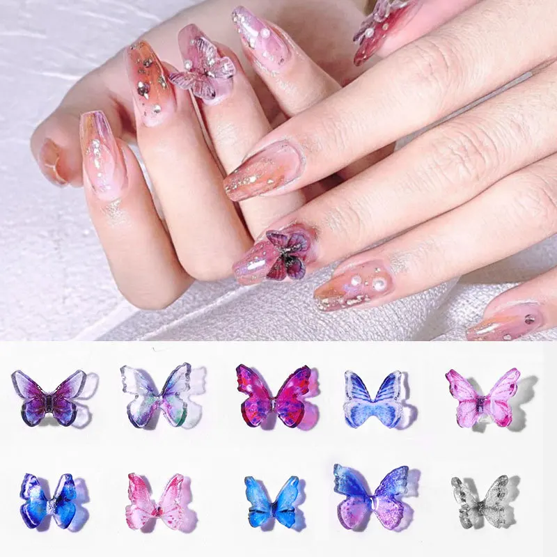 

2 Pcs/set Butterfly Nail Art Decoration Style Handmade Stereo Mini Manicure Butterfly DIY Nail Art Accessories