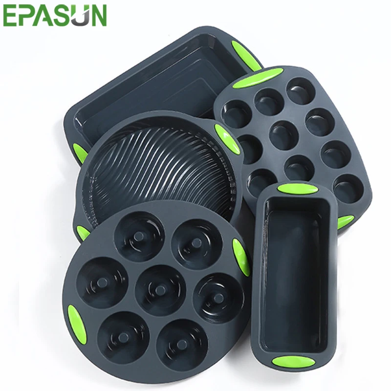 

5pcs Silicone Bakeware Set Cake Mold Bread Baking Loaf Pan Toast Form Muffin Baking Dishes Donut for Cake Tray Cake Tool