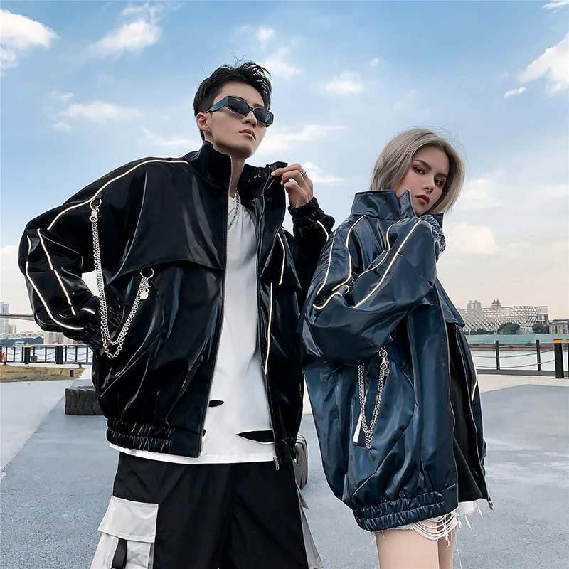 Мужская кожаная куртка Mirecoo светоотражающая искусственная кожа модная уличная