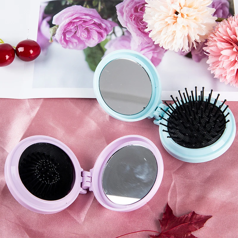 

1 чехол из поликарбоната и силикона односторонняя Портативный макияж зеркало с гребнем складное круглое зеркало