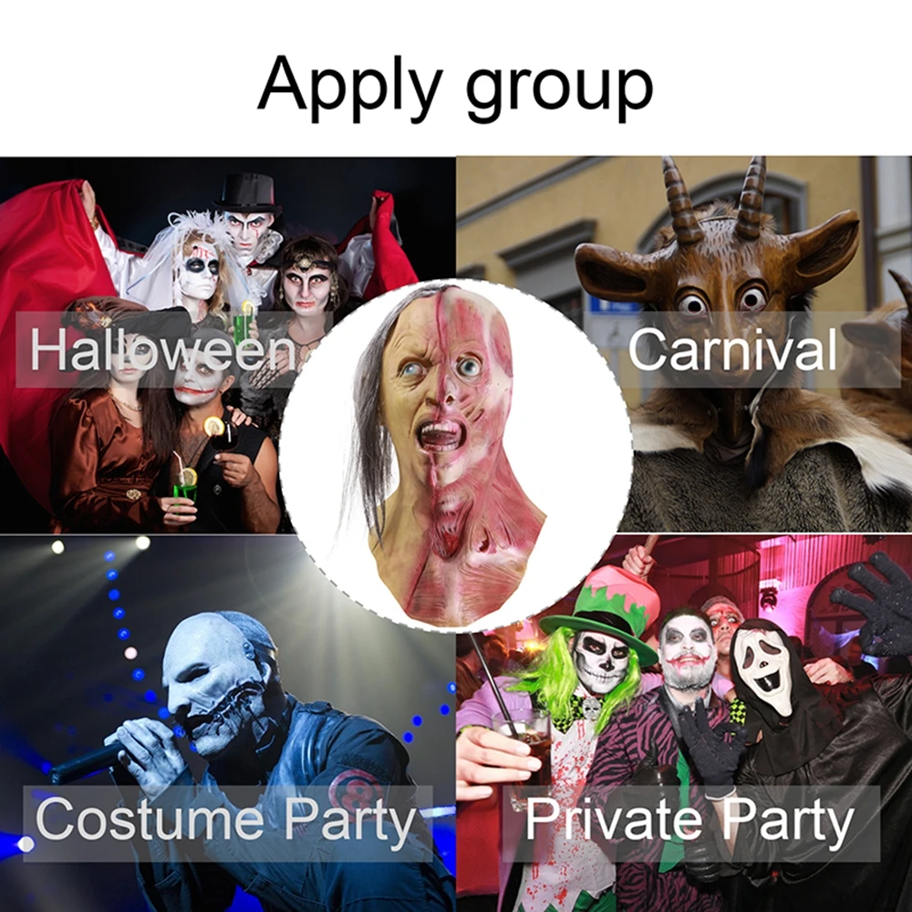 

Waylike Halloween Zombia Latex Mask Realistic Scary Latex Mask Horror Zombie Masks Cosplay Halloween Party
