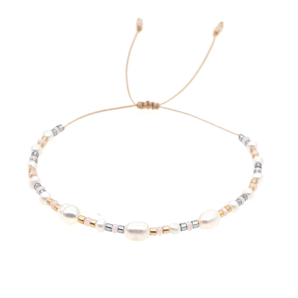 

Adjustable Rope Chain Simple Charm Bracelet for Women Girls Miyuki Seed Beaded Pearl Bracelet Handmade Gift Fashion Jewelry