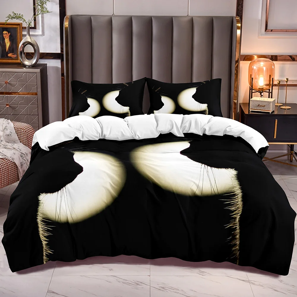 

Постельное белье из микрофибры, пододеяльник с двойным принтом кошки, черное одеяло, постельное белье, чехол с тематикой домашних животных, ...