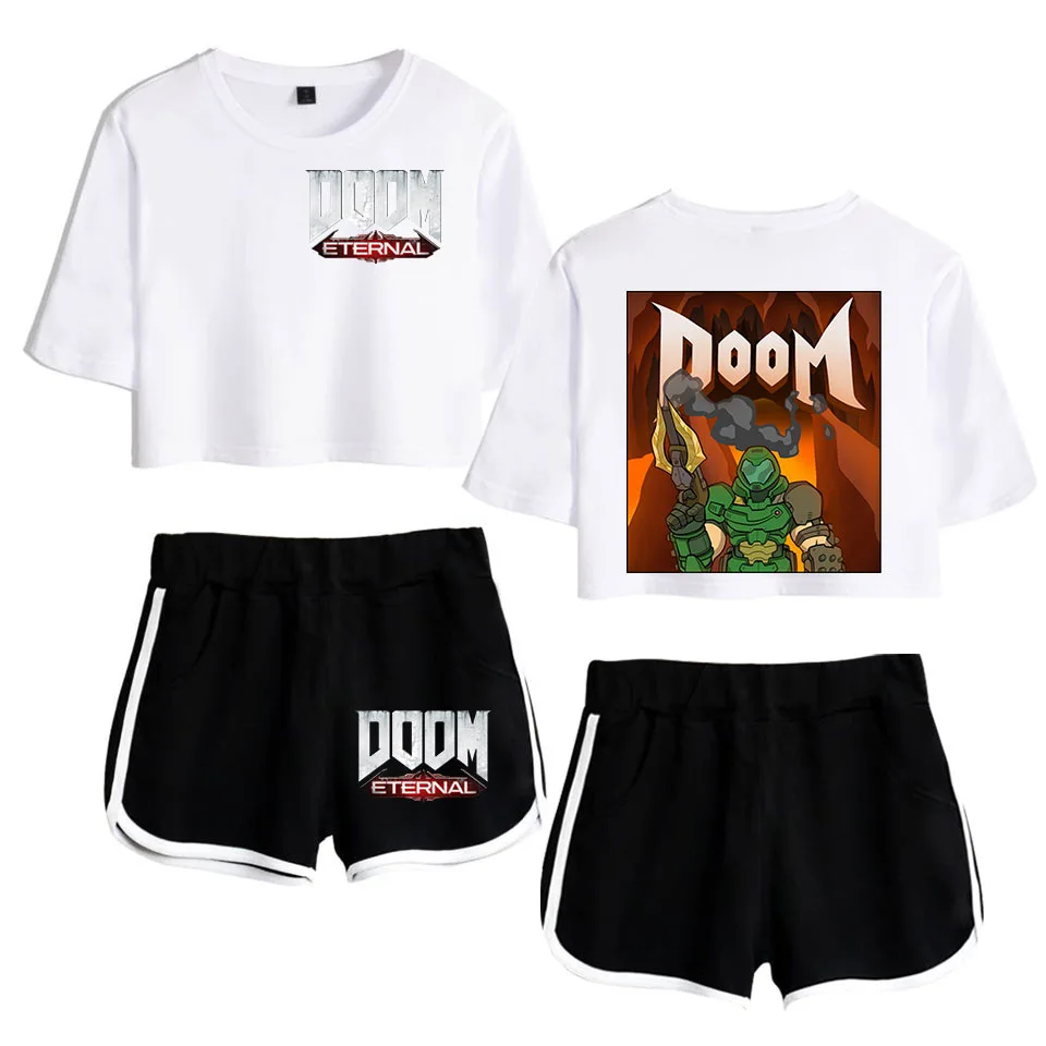 Летний женский комплект из двух предметов короткий топ с коротким рукавом и