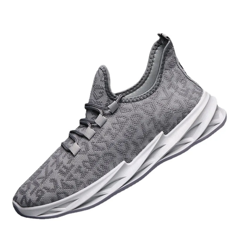 new men's flying woven breathable outdoor sports shoes solid color simple round head low top shoes