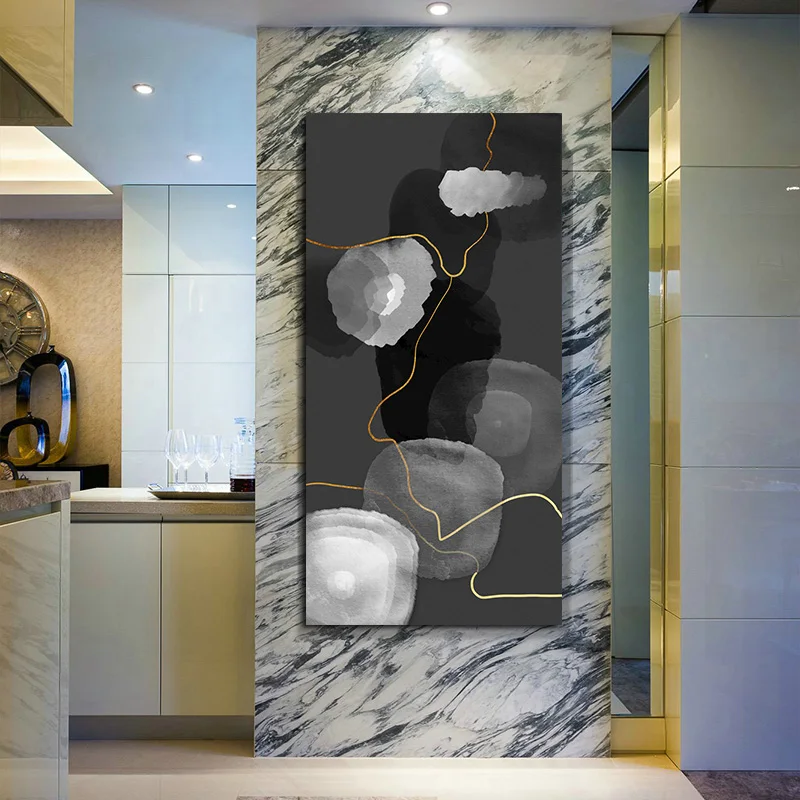 

Nordic Posters Black And White Golden Lines Canvas Painting Wall Art Picture For Living Room Modern Abstract Cuadros Home Decor